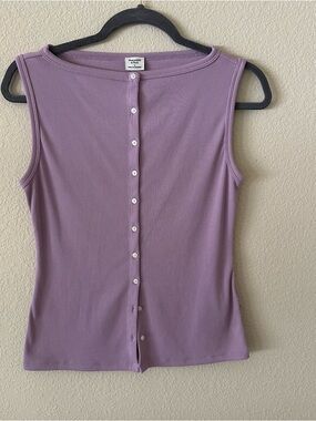 Abercrombie & Fitch Lilac Ribbed Button-Back Tank size Small
